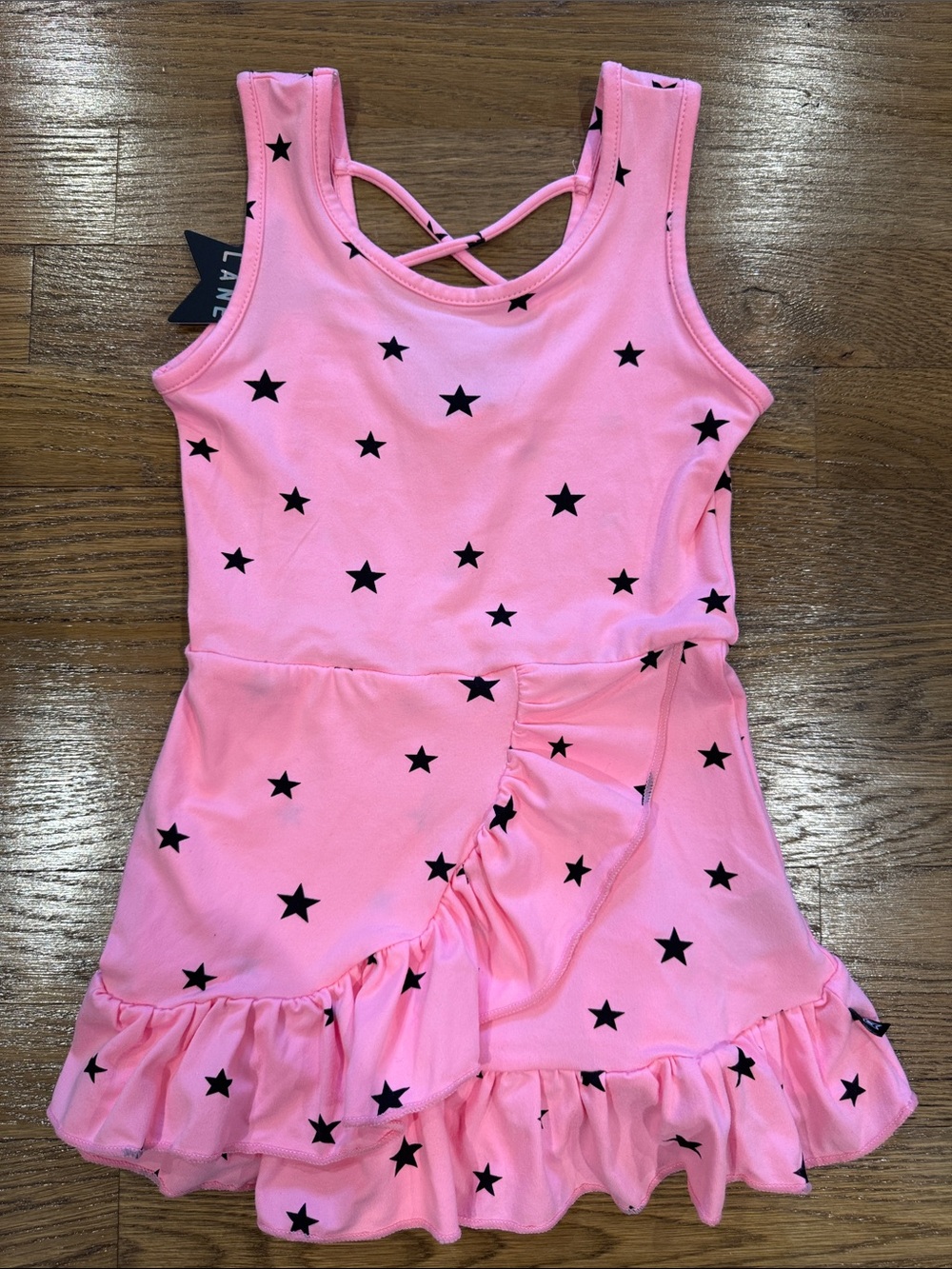Pixielane 4T Girls Pink Star Print Ruffle Dress NWT